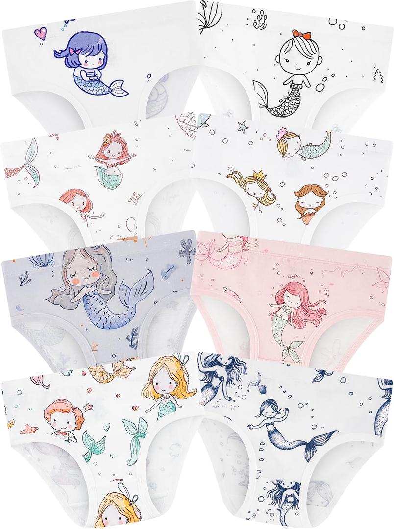 Girls' Underwear,Soft Cotton Tagless Panties for Toddlers' & Little Kids Comfort,Breathable Briefs,8-Pack