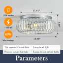 YYJLX 3 Light Flush Mount Ceiling Light Fixtures Modern Crystal Chandelier Chrome Chandelier for Hallway Bedroom Bathroom Foyer Entryway Laundry Room Kitchen., Large