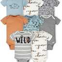 Gerber unisex-baby Pack of 7 Short Sleeve Onesies Bodysuits, 0 m