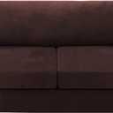 H.VERSAILTEX Sofa Cover 3 Piece T Cushion Loveseat Slipcovers Thick Velvet Couch Cover Furniture Protector Stretch T Cushion Sofa Covers for 2 Cushion Couch with 2 T Cushion Covers Washable, Brown (2 Cushion Loveseat)
