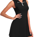 Women's Golf Tennis Dress Athletic Workout Dress with Shorts and Pockets Black M