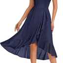 DRESSTELLS Women's Cocktail Dresses, Formal Wedding Guest Lace Bridesmaid Prom Party Evening Hi Low Midi Dress 2026 (Blue, M)