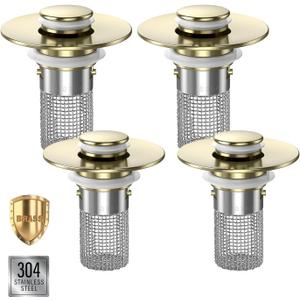 Bathroom Sink Drain Strainer,(4PCS) Pop-up Sink Drain Strainer with Removable Stainless Steel Strainer Basket Hair Catcher, Bathroom Sink Strainer for Bathroom Sink Stopper Replacement