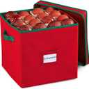 Durable Non-Woven Christmas Ornament Storage Box with Removable lid, Stores up-to 64 Standard Holiday Ornaments & Xmas Decorations For Seasons To come - 12 x 12 Inch 4 Layer Ornament Storage Container