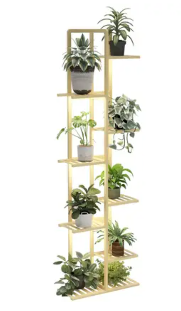 Solatmos Wood Plant Stand With Grow Lights Indoor Plants Outdoor Corner Plant Shelf Flower Stands for Living Room Patio Garden Corner Balcony 