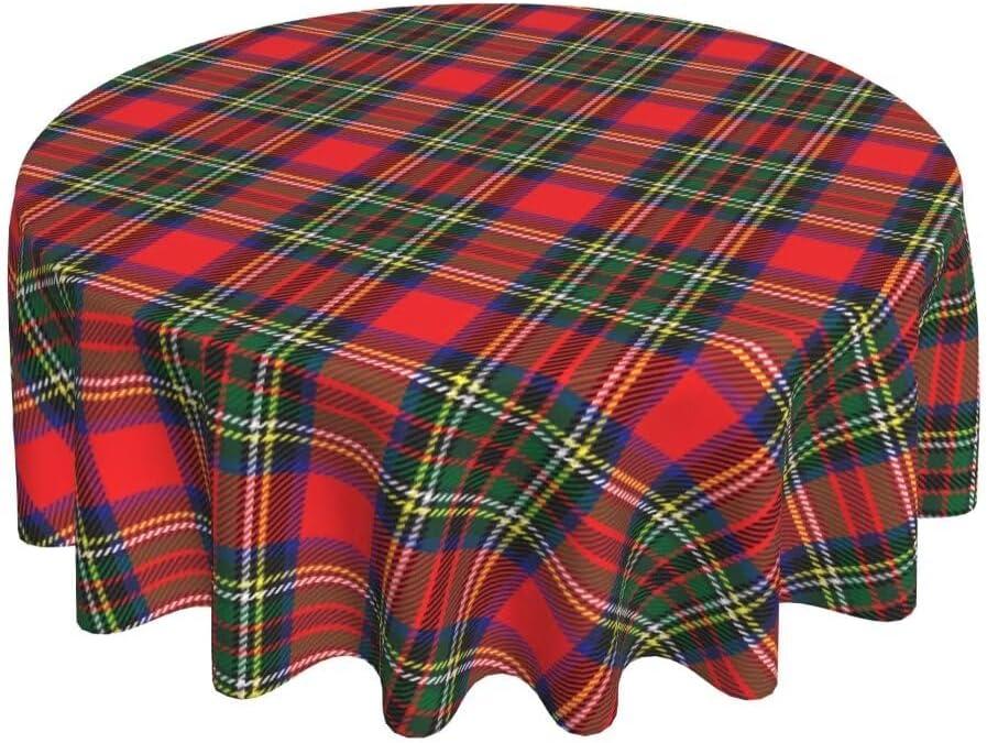 AEIOAE Christmas Tablecloth Round 70 x 70 Inch, Red Green Buffalo Plaid Table Cloth Washable Winter Christmas Holiday Table Cover for Home Party Picnic Dinner Decor