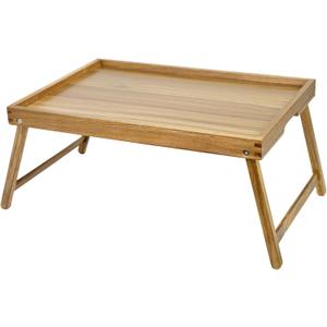 VaeFae Acacia Bed Table Tray, Wooden Breakfast Tray with Folding Legs, Bed Tray for Eating and Laptop, Eating Trays for Bedroom (Extra Large Size)