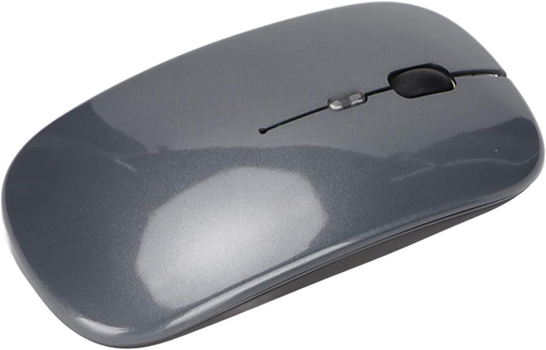 Computer, 2.4G Ergonomic Wireless Mouse with Dual Mode and LED Breathing Light, Adjustable DPI Rechargeable Office Mouse (Gray)