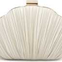 Shell Shaped Clutch Purses Ruched Shell Purse for Women Elegant Evening Handbag Chain Shoulder Bag Wedding Party (21 * 5 * 13.5 cm)