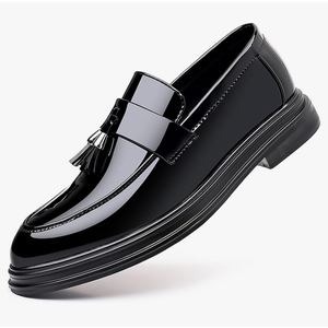 Men's Tassels Patent Leather Penny Loafers Fashion Formal Business Casual Slip On Dress Shoes for Mens 14