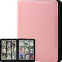 Fabmaker Trading Card Binder - 9 Pocket PU Cover Collection Book for 360 Cards, Premium Sturdy Holder Folders, Album for YuGiOh, MTG, TCG, Game & Sports Cards, Pink