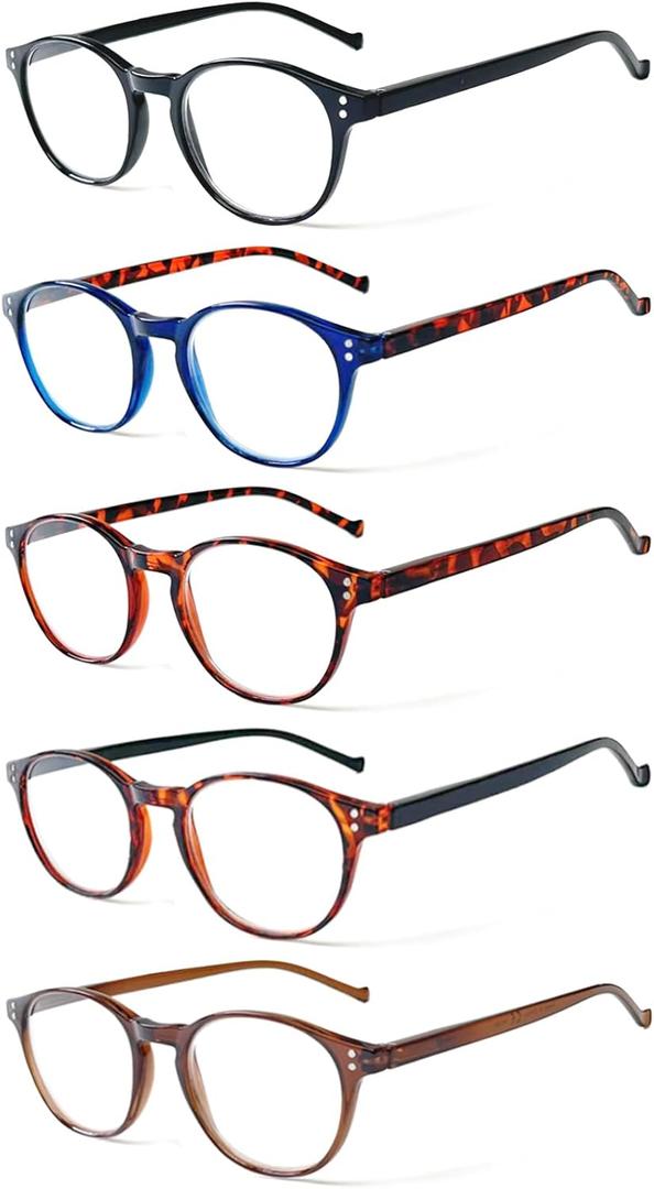 NORPERWIS 5 Pairs Reading Glasses - Standard Fit Spring Hinge Readers Glasses for Men and Women (5Color, 2.5, x)