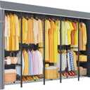 H50C Clothes Rack with Cover, Large Covered Clothing Rack, Gray
