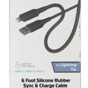 Z GEAR 6 Foot Silicone Rubber Sync & Charge Cable. For Lightning Tip