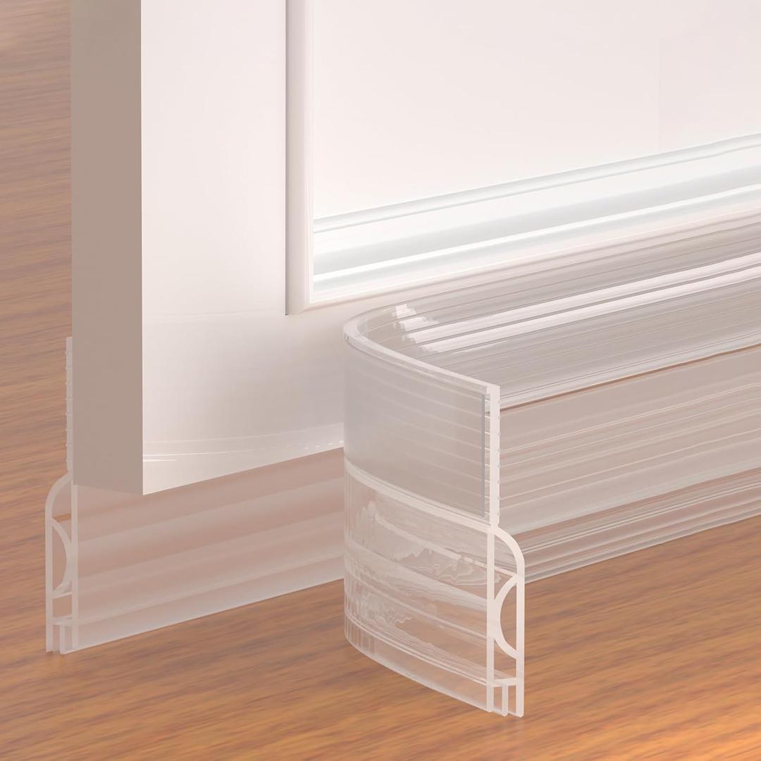 Door Draft Stopper,Adjustable Door Sweep for Bottom of Door,Silicone Weather Stripping Door Bottom Seal Blocker Air Noise,Under Door Gap Filler for Interior/Exterior Doors(Transparent, 78inch)
