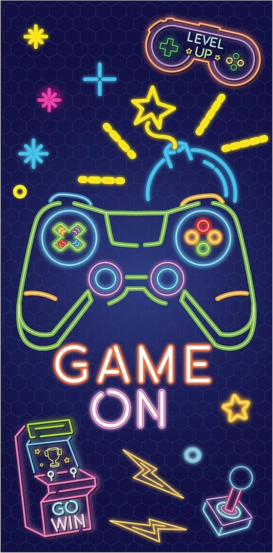R HORSE Neon Video Game Beach Towel for Kid, 30 x 60 inch Microfiber Absorbent Beach Pool Towel Quick Dry Sand Free Blanket for Summer Pool Party Supplie Bath Sport Travel Swimming Camping
