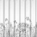 Yeele 72x72 Inch Floral Shower Curtain Vintage Grey White Plant Flower Bath Sets Monotony Farmhouse Bathroom Set for Home Dormitory Waterproof Bathroom Curtains with Hooks (Yts00713)