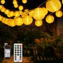 Lantern String Lights Outdoor Plug in, 40Ft Connectable Warm White & White Lantern Lights with Remote Control, 40 LEDs String Lights Outdoor for Patio Balcony Garden Bedroom