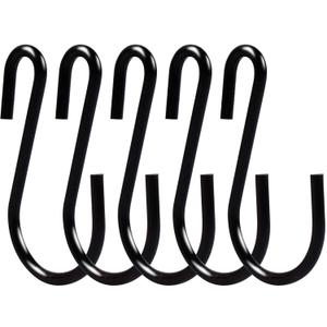 S Hooks for Hanging Clothes, Plants, S Hooks Heavy Duty, Black S Shaped Hooks, Small Metal Hook, 20 Pack