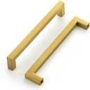 Ravinte 5 Pack 6-1/4 Inch Square Cabinet Handles, Brushed Brass Finish, Stainless Steel Kitchen Hardware Pulls with 6-1/4" (160mm) Hole Center for Cabinets, Gold (6-1/4 Inch Hole Center)