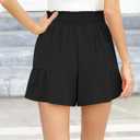 CZYINXIAN Women's Casual Wide Leg Shorts High Waisted Adjustable Tie Knot Ruffle Shorts with Pockets (XXL)