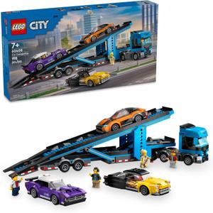 LEGO City Car Transporter Truck with Sports Cars Building Toy Set - Semi Truck Toy with Carrier & Trailer for Boys & Girls, Ages 7+ - Gift Idea for Kids - 60408
