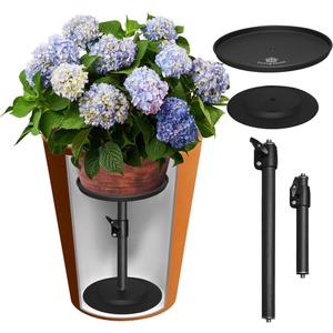 Adjustable Pure Iron Planter Inserts, 7-25 Plant Risers for Inside Pots, Planter Fillers for Large Pots, Indoor & Outdoor Insert with 8-10 Top & 6-10 Base (10 wide top. 10wide base)