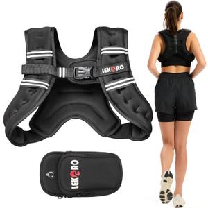 Weighted Vest for Men Women, No-Bounce 6LB 8LB 12LB 16LB 20LB 25LB 30LB Weights Vest with Adjustable Buckles & Reflective Stripes | Weight Vest for Walking Running Hiking Workout