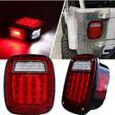 Tail Lights Assembly Replacement for 19792006 Wrangler TJ YJ CJ5 CJ7 Red Square Rear Combination Tail Lamps with Passenger and Driver Side Marker Stop Turn Signal Brake Lights DOT Certified, 2Pcs