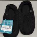 HomeTop Women's Fuzzy Curly Fur Memory Foam Loafer Slippers with Polar Fleece Lining (5-6, Black)