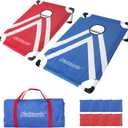 Portable Cornhole Set PVC Framed Corn Holes Outdoor Game Set with 2 Cornhole Boards, 8 Cornhole Bean Bags and Carrying Case, Camping Games Indoor Outdoor for Adults, Travel Camping Accessory