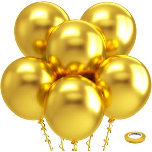 Bezente Metallic Gold Balloons 18 Inch - 30 Pack Large Thick Gold Balloons Big Round Chrome Gold Latex Balloons for Wedding Baby Shower Graduation Birthday Party Decorations