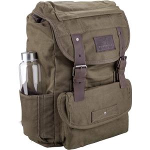 Waterproof Waxed Canvas Backpack for Men Travel Rucksack Leather Trimming (Green) One_Size