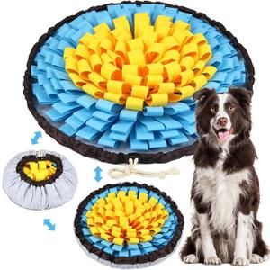 Vivifying Snuffle Mat for Dogs, Adjustable Sniff Mat for Slow Eating and Keep Busy, Interactive Enrichment Toys for Dogs for Mental Stimulation (Yellow&Blue)