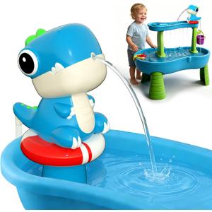 Dinosaur Water Table Pump - Rechargeable Water Pump for Water Table Accessories - Battery Powered Water Pump Continuous Flow 3 Hours Non-Stop Fun (Blue)