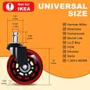 Office Chair Wheels for Casters Replacement - 3" Rubber Wheels for Computer Gaming Desk Caster Smooth & Safe Rolling for All Floors Including Hardwood and Carpet - Set of 5 - Red