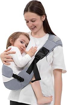 Baby Carrier Newborn to Toddler - Adjustable Sling Carrier for 25-60lbs, Comfortable Hands-Free Carrying (Grey)