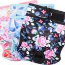Paw Legend Washable Reusable Female Dog Period Diapers for Heat Doggie Puppy Diapers for Female Dogs (3 Pack, Small) (Small (11.5''-15'' Waist), Peony Flower)
