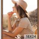 Light Walnut 18x24 - Single Frame - Rustic Woodgrain 18 x 24 Poster Frame with Plexiglass for Wall Gallery Display, 18x24 Picture Frame for Puzzles, Artwork, Photos and Posters - Ideal Christmas Day
