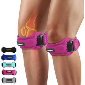 CAMBIVO 2 Pack Knee Braces for Women and Men, Patella Knee Support Strap, Basketball, Running, Hiking, Volleyball, Tennis, Squats (Pink)