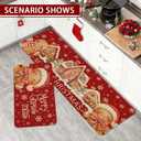 Merry Christmas Kitchen Rugs Set of 2 Non-Slip Christmas Gingerbread Kitchen Mats for Floor Winter Xmas Holiday Low-Profile Washable Home Decor Rug 17x47 Inch and 17x29 Inch (1'5" x 3'11" (Rectangular))