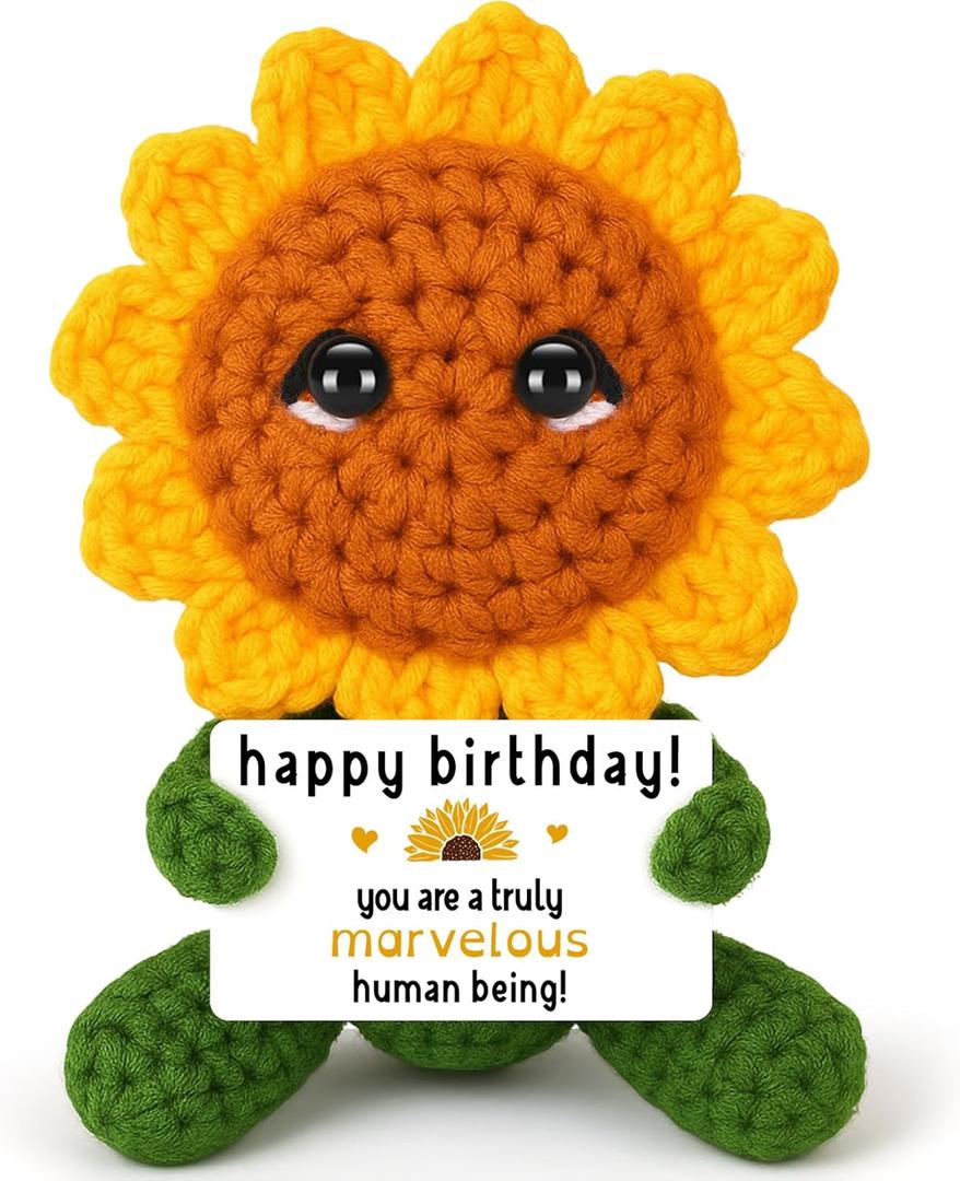 Agantree art Birthday Gifts for Women, Christmas Happy Birthday Gifts for Sister Friend Mom Grandma Sunflower Decor, Sunflower Gift for Women Coworkers Boss Her Him, Handmade Emotional Crochet
