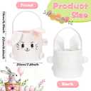 Mimorou 3 Pack Easter Basket Soft Plush Bunny Sherpa Personalized Bucket with Rabbit Ears Decorative Bow Large Bunny Tote Bags Ideal for Egg Hunt, Party Favors(White)