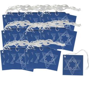 Iconikal Tie-On Cardstock Hanukkah Gift Tags, Star of David, 60-Count