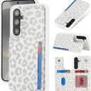 iCoverCase Compatible with Samsung Galaxy S24 Case with Card Holder, S24 Wallet Case for Women Men [RFID Blocking] PU Leather Protective Phone Case for S24 5G (Gray Leopard)