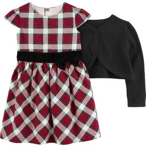Simple Joys by Carter's baby-girls 2-piece Special Occasion Dress and Cardigan Set (Black/Red Plaid)