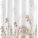 Yeele Leaves Stall Polyester Shower Curtain Farmhosue Wildflower Plant Bath Curtain Brown Flowers Waterproof Fabric Shower Curtain Set for Bathroom Decoration with Hooks 36x72 Inch (Yts00778)