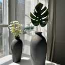 PORCER Ceramic Vases for Home Decor, Black Bronze Ceramic Vase Set of 2, Vintage Minimalist Decorative Vase for Table Centerpiece Dining Living Room Office House Nightstand Fireplace Decoration