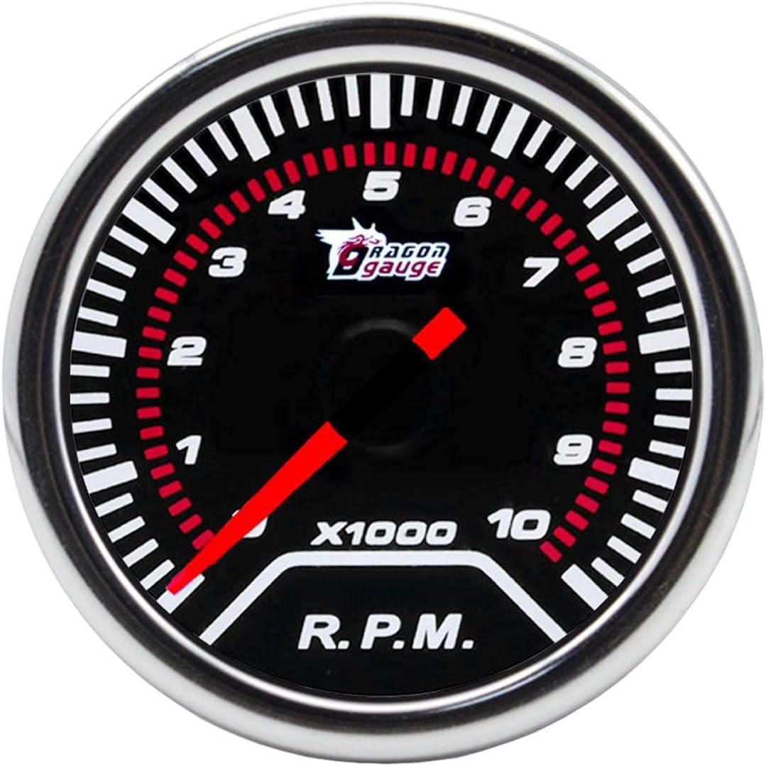 Car Tacho Gauge 2" 52mm Auto Tachometer Gauge Meter Universal RPM Pointer Gauges 12V Bright Light Indicator Speedmeter Meter Smoke Len 0 to 10000 RPM