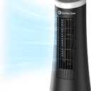 Comfort Zone 12-inch Oscillating Bedroom Fan, Desktop Tower Fan with Electronic Touch Switches, 2 Speed Ultra Slim Design with Carry Handle, Bladeless Stand Fan for Office, Black